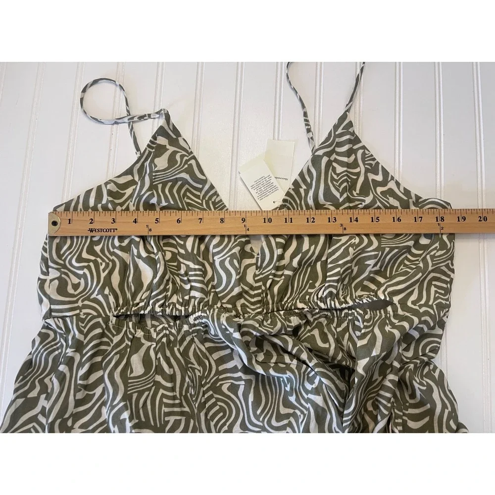 NWT Abercrombie & Fitch Olive Zebra Print Cut-Out Maxi Dress Womens‎ XL